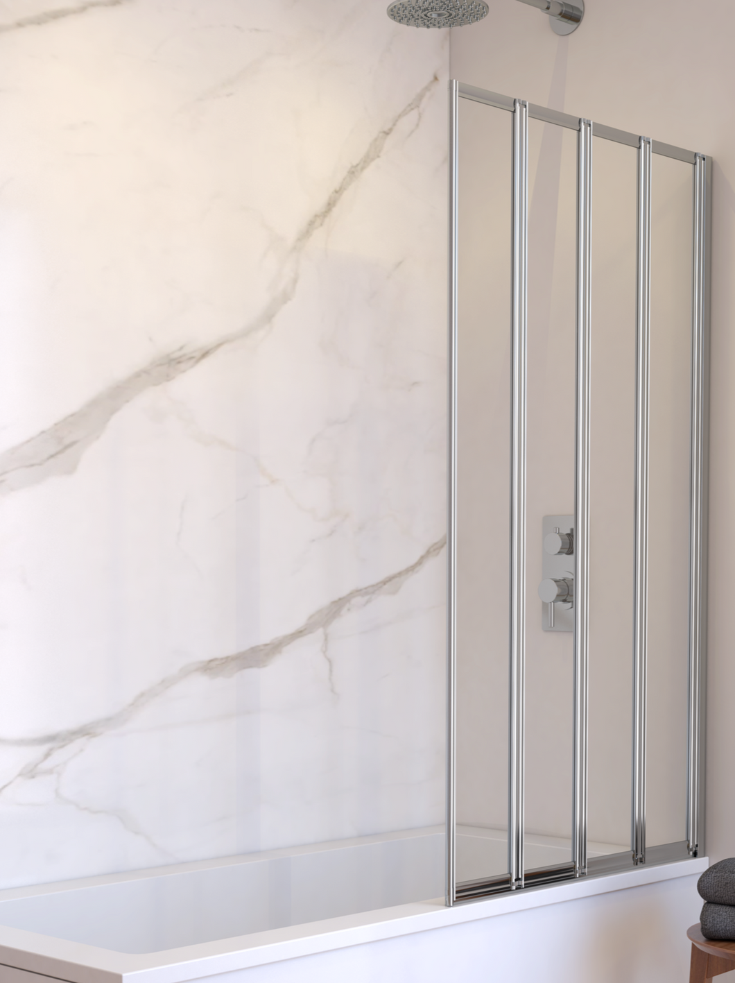 Vares-A Bath Screen 1400mm x 840mm Folding Bath Screen - Chrome