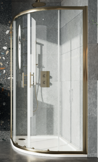 Glass 900mm Double Door Quadrant Shower Enclosures 6mm - Brushed Brass