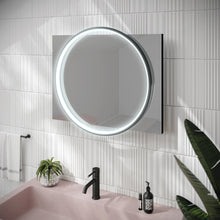 Load image into Gallery viewer, 50cm Solas Round Illuminated Bathroom Mirror, Horizontal or Vertical - Black
