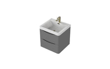 Load image into Gallery viewer, Aragon 600mm Wall Hung 2 Drawer Bathroom Vanity Unit with Basin - Dust Grey
