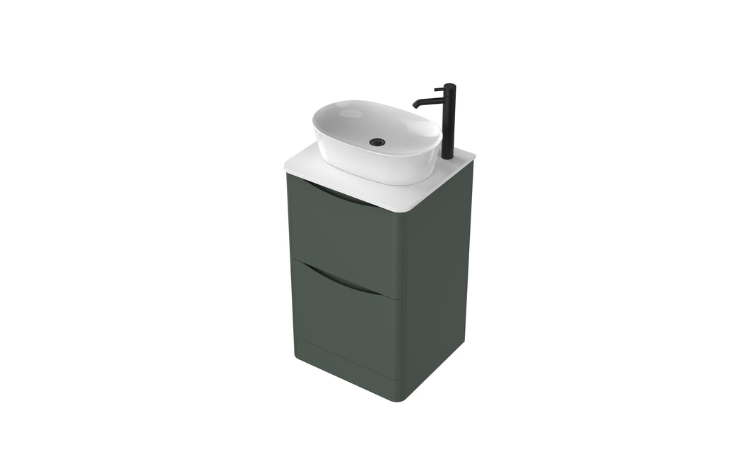 Aragon 600mm Bathroom Floor Cabinet with Countertop. 2 Drawer Soft Close - Emerald Green