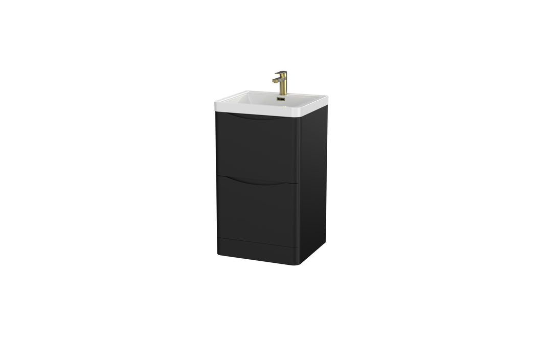 Aragon 500mm Floor Standing 2 Drawer Bathroom Vanity Unit with Basin - Matt Black