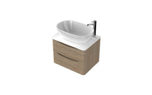 Load image into Gallery viewer, Aragon 600mm Wall Hung 2 Drawer Bathroom Vanity Unit with Counter Top - Driftwood Oak

