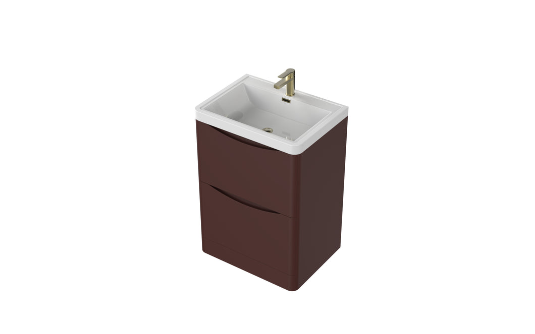 Aragon 600mm Floor Cabinet with Basin. 2 Drawer Soft Close - Rustic Earth