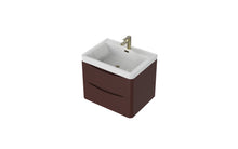 Load image into Gallery viewer, Aragon 600mm Wall Hung 2 Drawer Bathroom Vanity Unit with Basin - Rustic Earth
