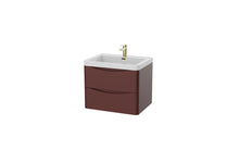 Load image into Gallery viewer, Aragon 600mm Wall Hung 2 Drawer Bathroom Vanity Unit with Basin - Rustic Earth
