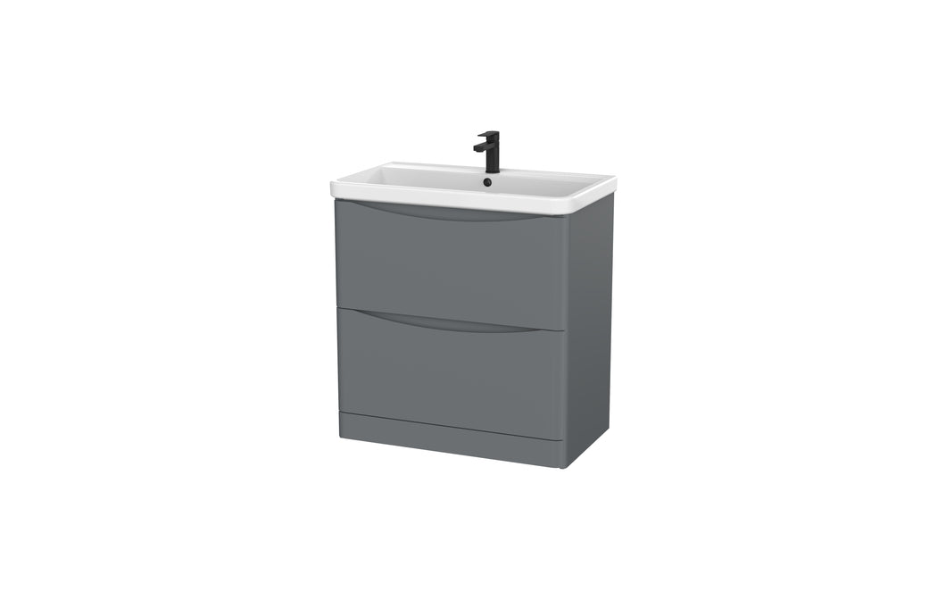 Aragon-Ceramic  800mm Bathroom Floor Cabinet 2 Door Soft Close, Ceramic Basin - Dust Grey