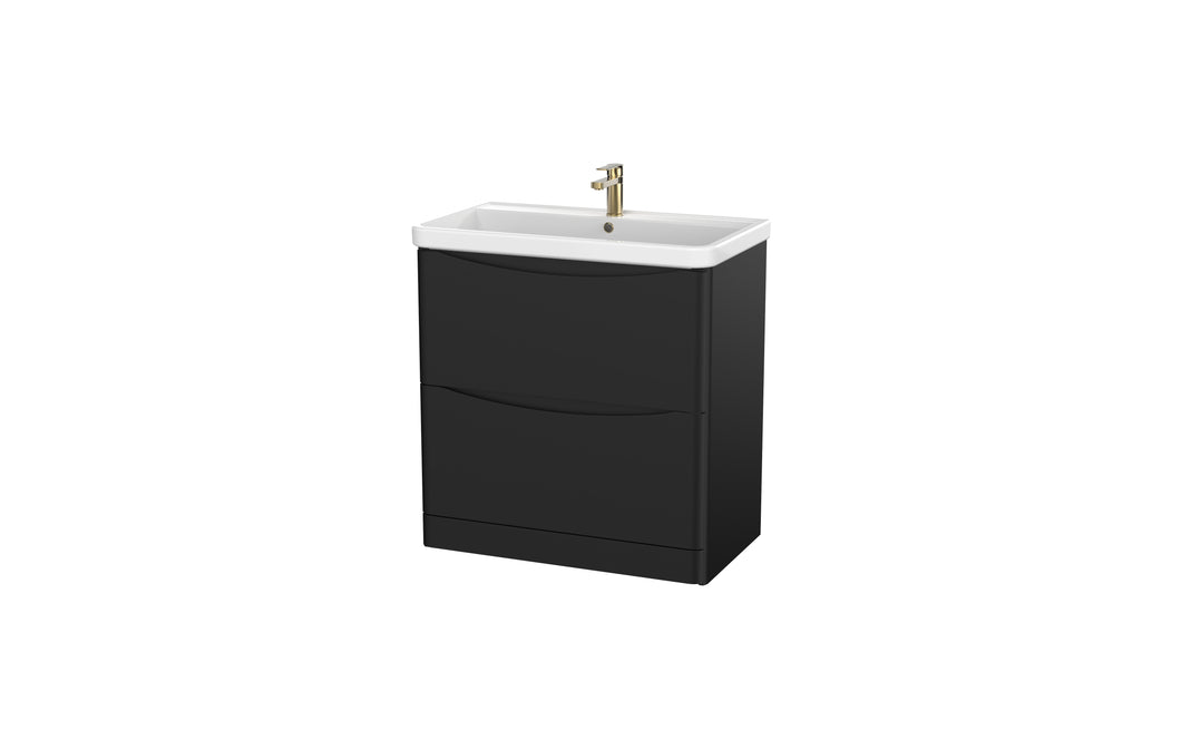 Aragon-Ceramic  800mm Bathroom Floor Cabinet 2 Door Soft Close, Ceramic Basin - Matt Black