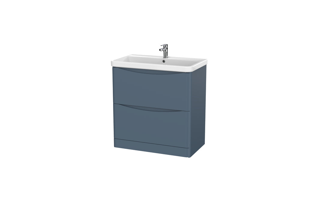 Aragon-Ceramic  800mm Bathroom Floor Cabinet 2 Door Soft Close, Ceramic Basin - Heritage Blue