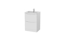 Load image into Gallery viewer, Aragon 600mm Bathroom Floor Cabinet with Basin. 2 Drawer Soft Close - Matt White
