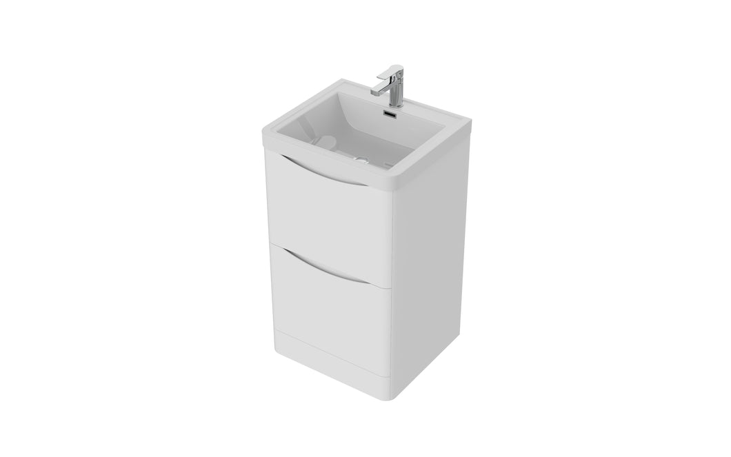 Aragon 500mm Floor Standing 2 Drawer Bathroom Vanity Unit with Basin - Matt White