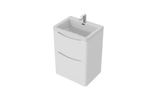 Load image into Gallery viewer, Aragon 600mm Bathroom Floor Cabinet with Basin. 2 Drawer Soft Close - Matt White
