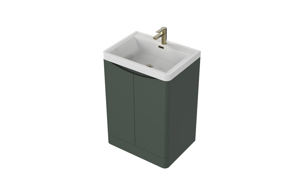 Aragon 600mm Bathroom Floor Cabinet 2 Door Soft Close with Basin  - Emerald Green