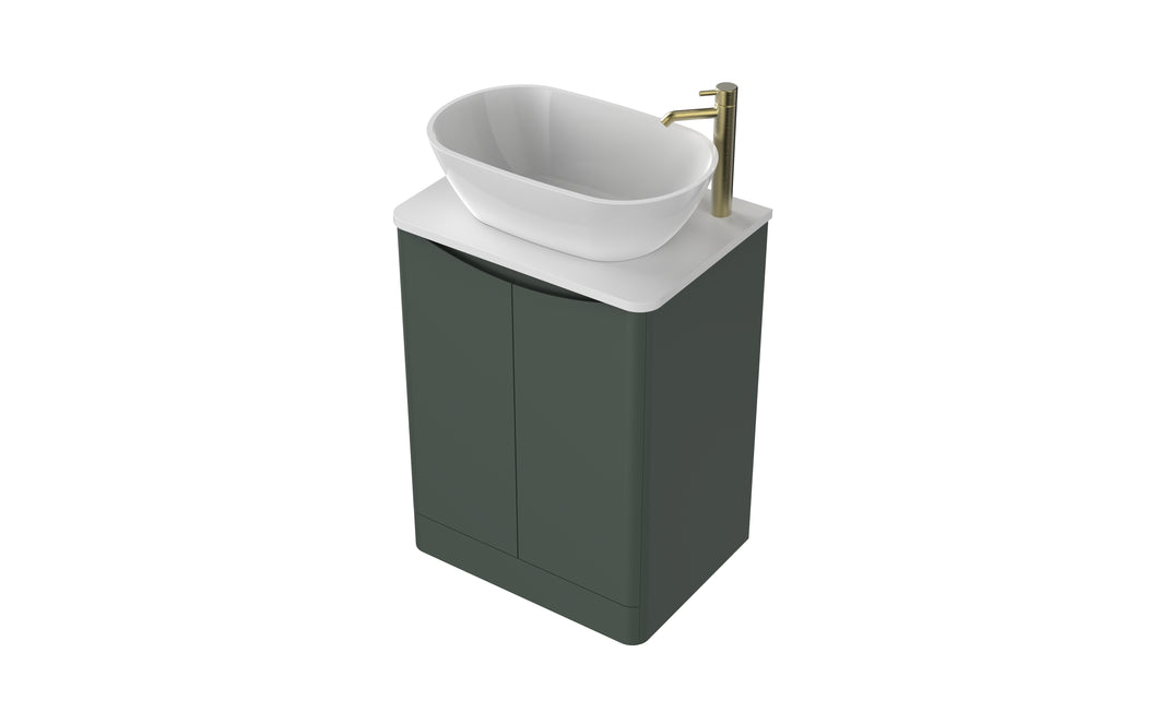 Aragon 600mm Bathroom Floor Cabinet 2 Door Soft Close with Countertop  - Emerald Green
