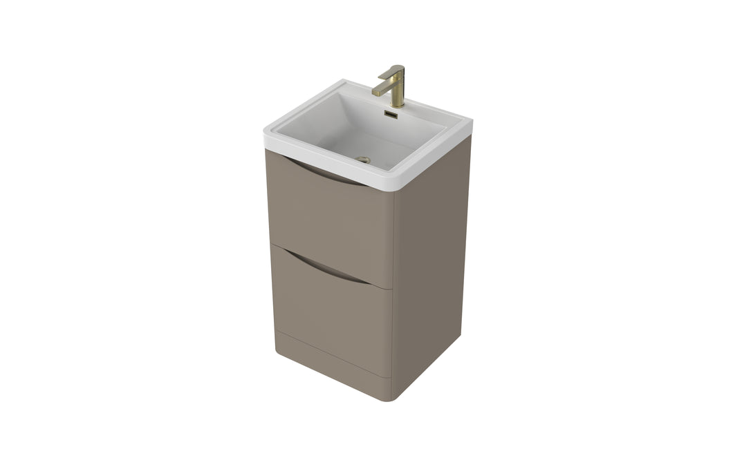 Aragon 500mm Floor Standing 2 Drawer Bathroom Vanity Unit with Basin - Matt Stone