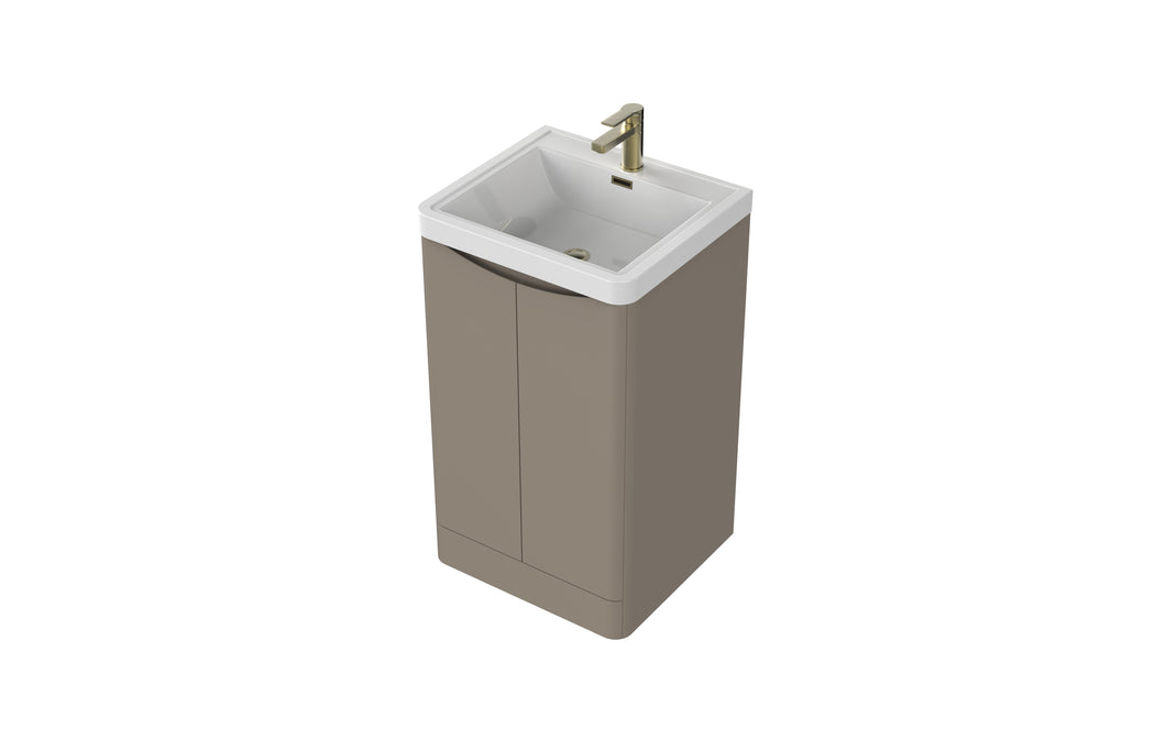Aragon 500mm Bathroom Floor Cabinet 2 Door Soft Close with Basin  - Matt Stone