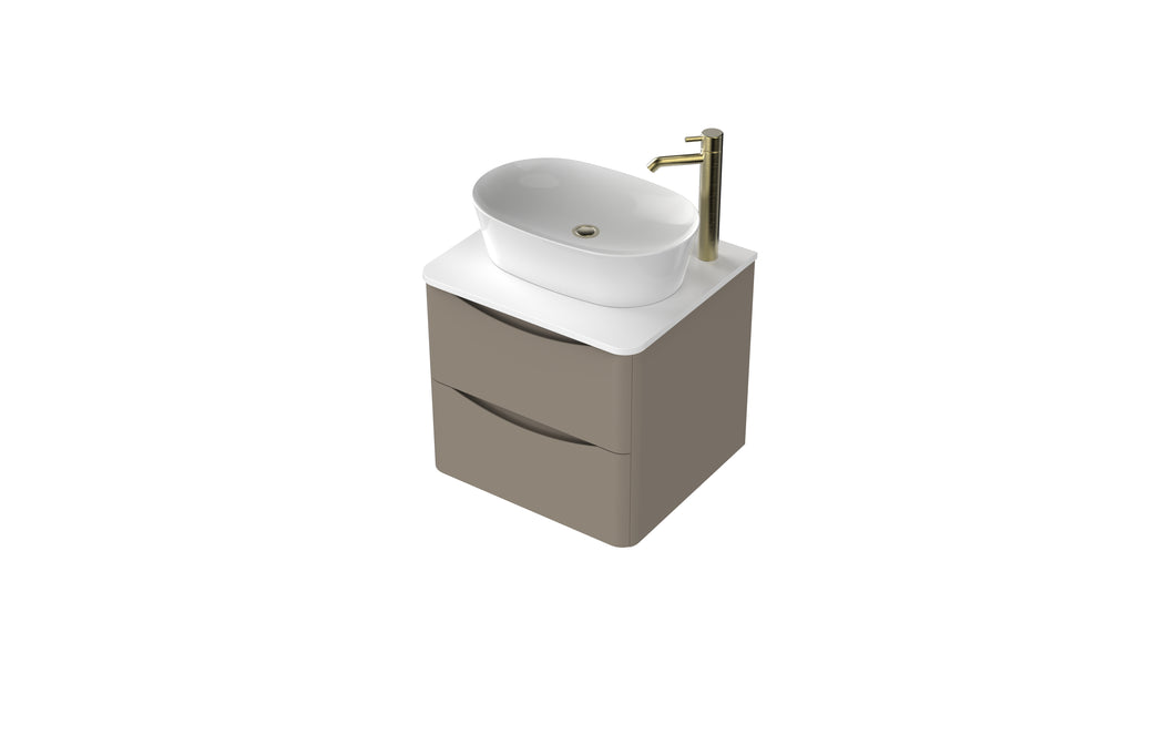 Aragon 500mm Wall Hung 2 Drawer Bathroom Vanity Unit with Counter Top - Matt Stone
