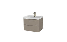 Load image into Gallery viewer, Aragon 600mm Wall Hung 2 Drawer Bathroom Vanity Unit with Basin - Matt Stone
