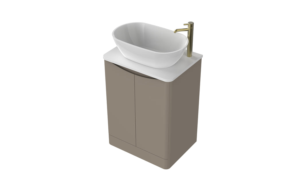 Aragon 600mm Bathroom Floor Cabinet 2 Door Soft Close with Countertop  - Matt Stone