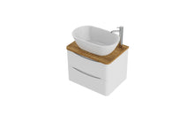 Load image into Gallery viewer, Aragon 600mm Wall Hung 2 Drawer Bathroom Vanity unit Driftwood Oak Countertop - Matt White
