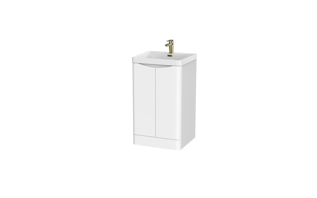 Aragon 500mm Bathroom Floor Cabinet 2 Door Soft Close with Basin  - Matt White