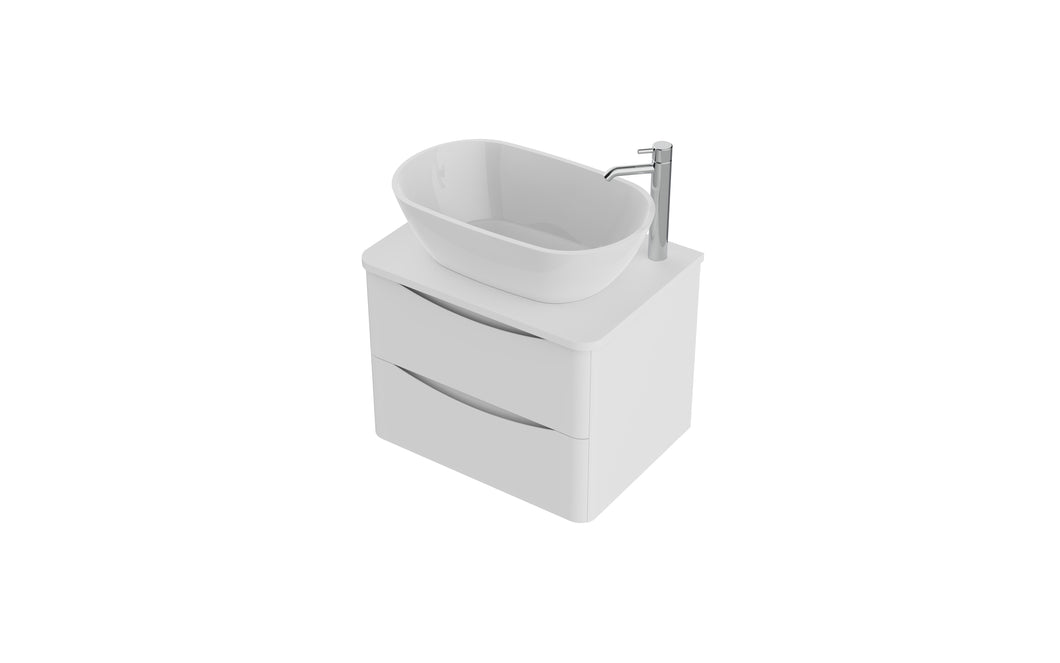 Aragon 600mm Wall Hung 2 Drawer Bathroom Vanity unit with Countertop - Matt White
