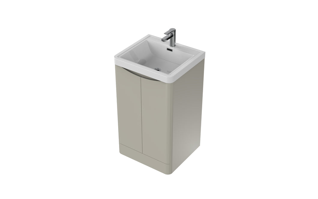 Aragon 500mm Bathroom Floor Cabinet 2 Door Soft Close with Basin  - Gloss Mushroom