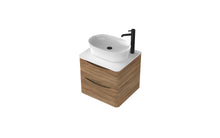 Load image into Gallery viewer, Aragon 500mm Wall Hung 2 Drawer Bathroom Vanity Unit with Counter Top -Driftwood Oak
