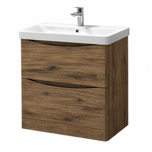 Load image into Gallery viewer, Aragon-Ceramic  800mm Bathroom Floor Cabinet 2 Draw Soft Close, Ceramic Basin - Dorchester Oak
