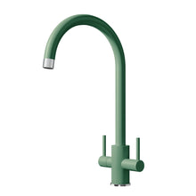 Load image into Gallery viewer, Vares-A Double Lever Swan Neck Monobloc Kitchen Sink Taps - Autumn Green
