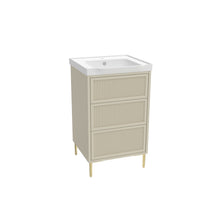 Load image into Gallery viewer, Bota Fluted 500mm 3 Drawer Bathroom Vanity Cabinet, Stone Basin - Beige Stone
