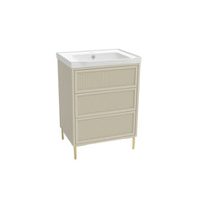 Load image into Gallery viewer, Bota Fluted 600mm 3 Drawer Bathroom Vanity Cabinet, Stone Basin - Beige Stone

