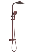 Load image into Gallery viewer, VaresA Bathroom Square Exposed Shower with Rigid Riser &amp; Handset &amp; Free Fast Fixing Kit - Brushed Bronze
