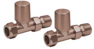 Modern Straight Radiator Valves (Pair) - Brushed Bronze