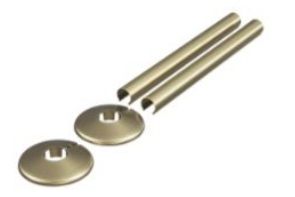 Vares-A 200mm Radiator Pipe Tail 18mm Covers with Cover - Brass Pair