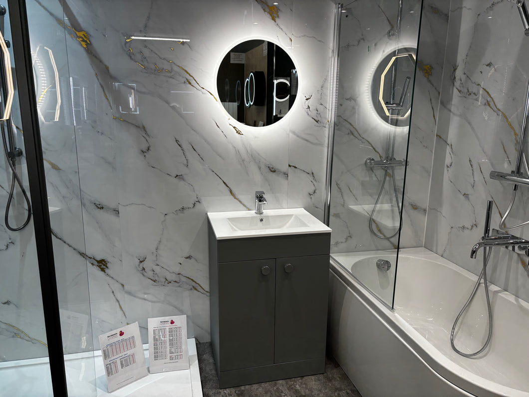 VaresA 10mm Carrara Gild PVC Shower Wall Panels 2400 x 1000mm Tongue and Groove 1 Free Gripbond Adhesive