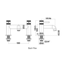 Load image into Gallery viewer, Desire Bathroom Knurled Bath Filler Taps - Chrome
