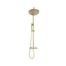 Load image into Gallery viewer, Desire Bathroom Round Knurled Exposed Showers with Rigid Riser &amp; Handset -Brushed Brass
