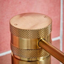 Load image into Gallery viewer, Desire Bathroom Knurled Tall Mono Bowl Mixer Taps - Brushed Brass
