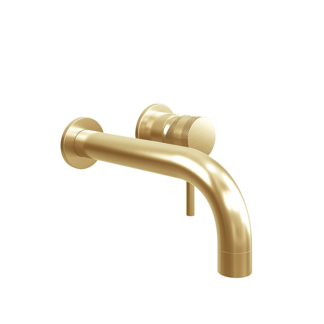 Desire Bathroom Knurled Wall Mounted Basin or Bath Taps - Brushed Brass