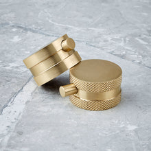 Load image into Gallery viewer, Desire Bathroom Knurled Concealed Shower Valve with Rigid Riser &amp; Handset - Brushed Brass
