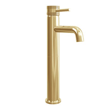 Load image into Gallery viewer, Desire Bathroom Knurled Tall Mono Bowl Mixer Taps - Brushed Brass

