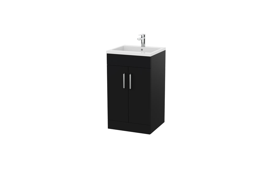 Purity 500 x 400mm Shallow Floor Vanity Unit with Basin - Nero Matt Black