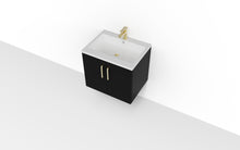 Load image into Gallery viewer, Corsica 600mm 2 Door Wall Hung Bathroom Vanity Unit &amp; Basin, 12 Handle Options  - Matt Black
