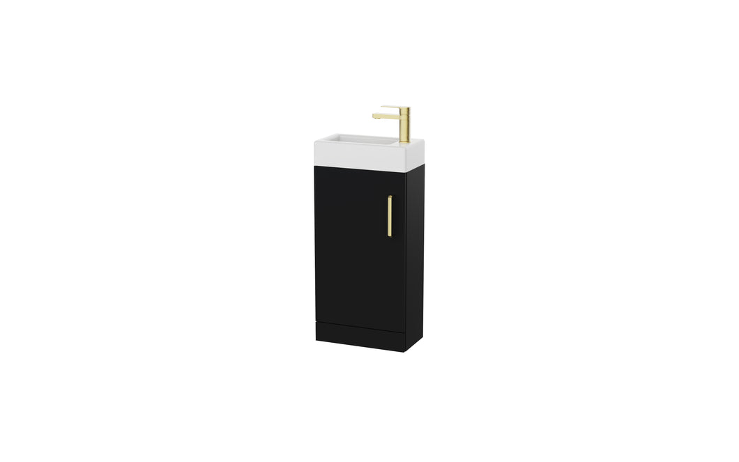 Corsica 400 x 200mm Shallow Cloakroom Floor Vanity Unit with Basin  & Tap - Matt Black