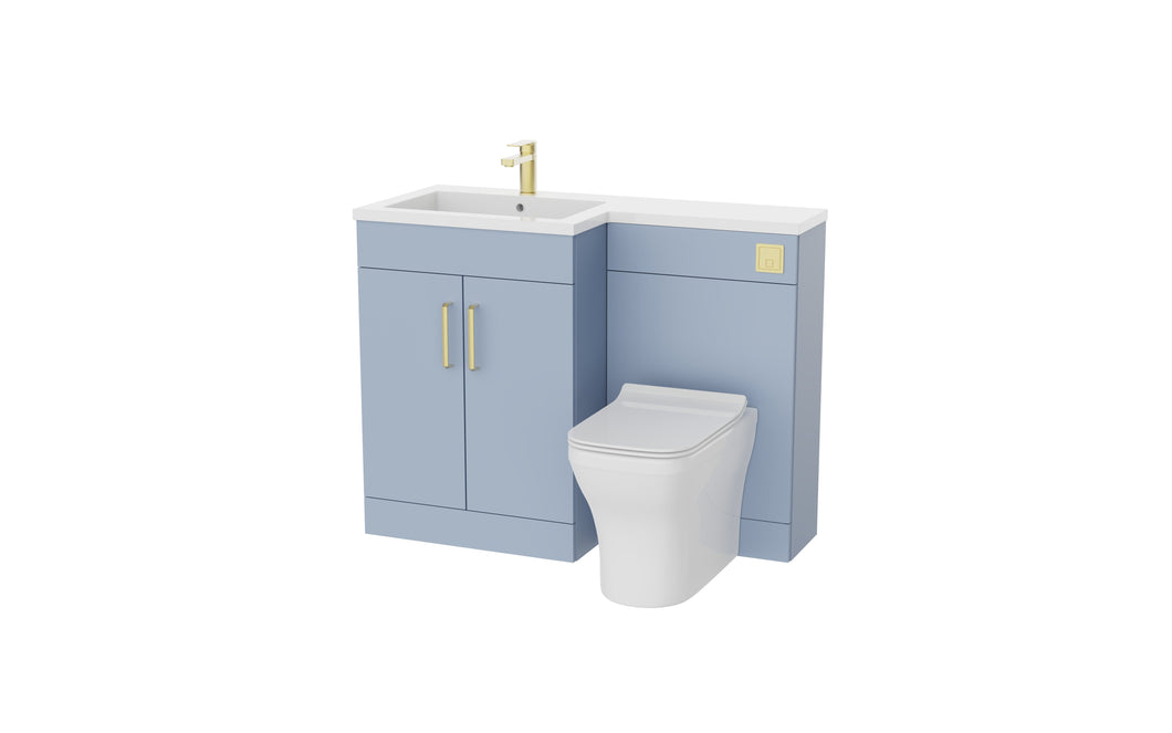 Corsica 1100mm L Shape Combination Furniture/Basin Complete Set Bathroom Unit & Basin - Denim Blue  (Left or Right Handed)