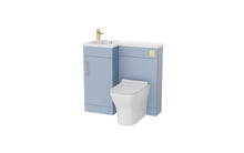 Load image into Gallery viewer, Complete Combination Set: Corsica 900mm L Shape Furniture Pack Bathroom Unit, Basin, Style BTW Pan, Cistern Pack, Chrome Tap - Denim Blue
