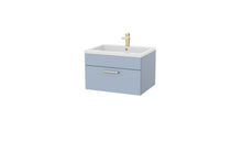 Load image into Gallery viewer, Corsica 600mm 1 Draw Wall Hung Bathroom Vanity Unit &amp; Basin, 12 Handle Options - Denim Blue
