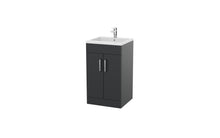Load image into Gallery viewer, Corsica 500 x 400mm Shallow Floor Vanity Unit with Basin  &amp; Tap - Matt Graphite Grey
