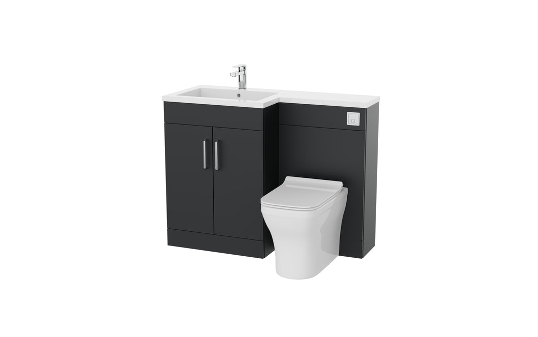Corsica 1100mm L Shape Combination Furniture/Basin Complete Set Bathroom Unit & Basin - Matt Grey  (Left or Right Handed)
